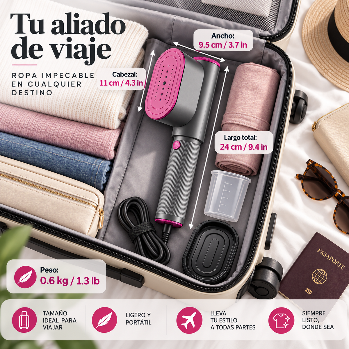 Plancha Vaporé Pro en la maleta: 24 cm, 0,6 kg